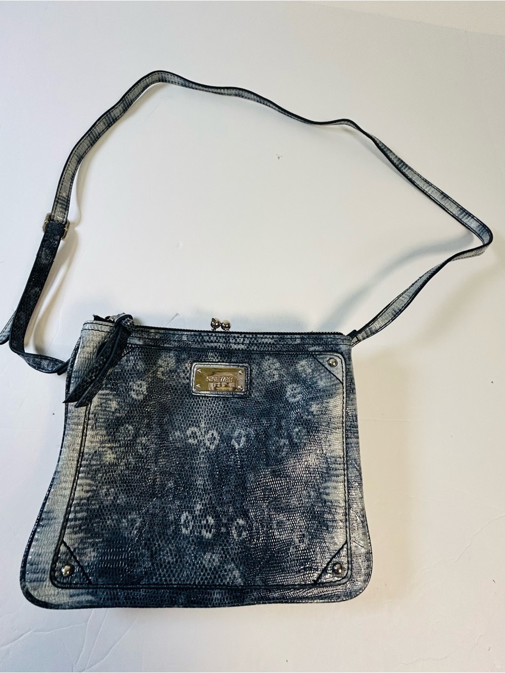 Nine West faux snakeskin print crossbody bag
